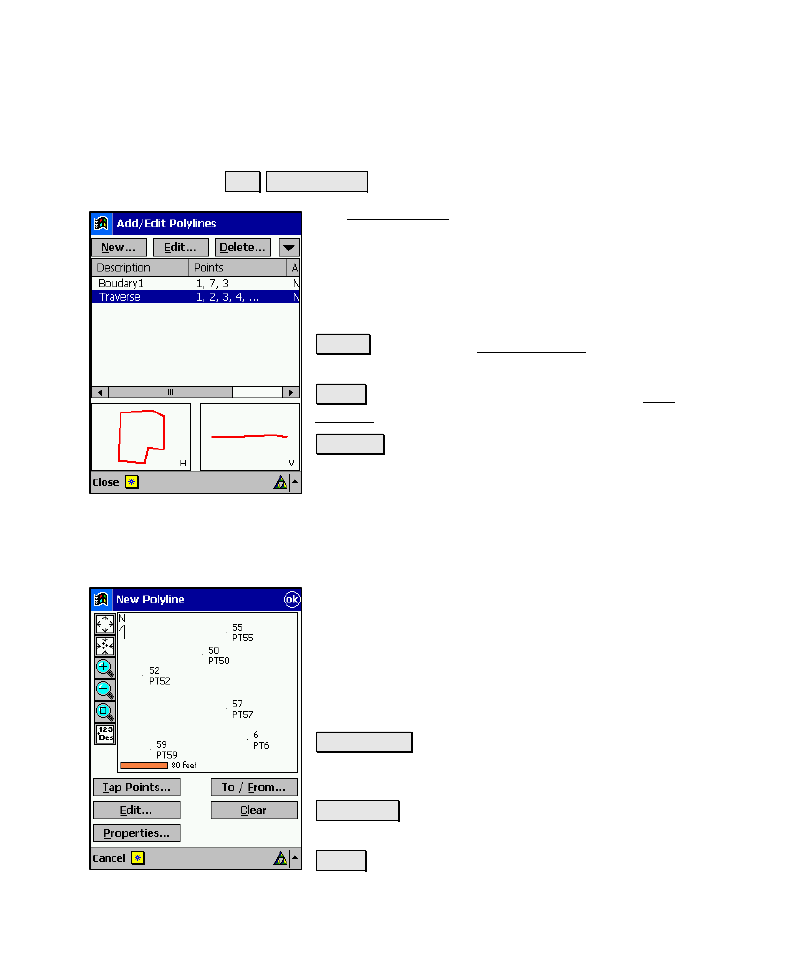 Edit polylines, Screen two – new polyline | Spectra Precision Survey Pro v4.6 Recon-Nomad Reference Manual User Manual | Page 73 / 481