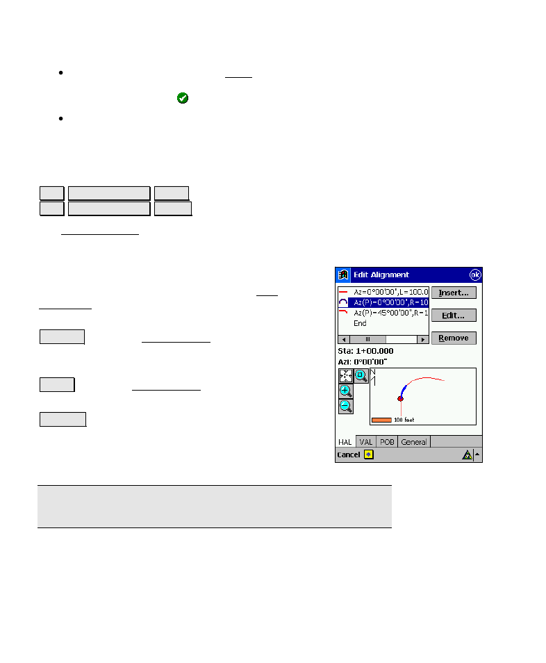 Edit alignment, Edit alignment screen – hal tab | Spectra Precision Survey Pro v4.6 Recon-Nomad Reference Manual User Manual | Page 78 / 481