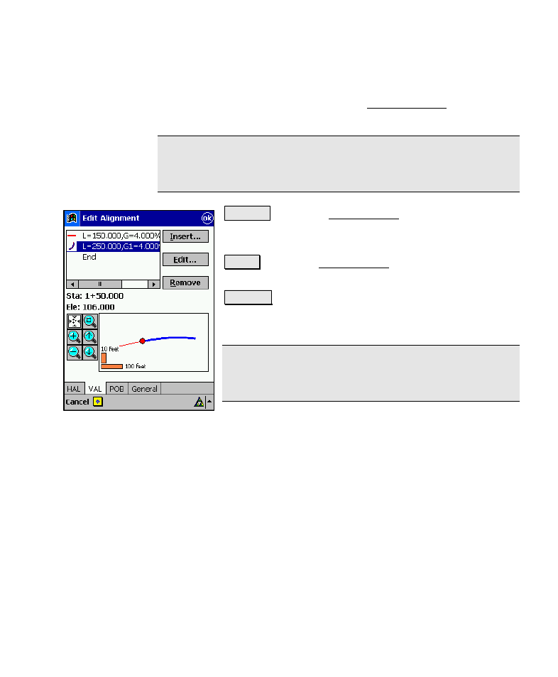 Edit alignment screen – val tab | Spectra Precision Survey Pro v4.6 Recon-Nomad Reference Manual User Manual | Page 79 / 481