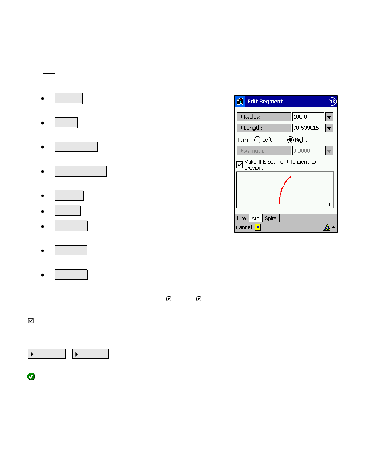 Edit segment – arc (horizontal curve) card | Spectra Precision Survey Pro v4.6 Recon-Nomad Reference Manual User Manual | Page 82 / 481