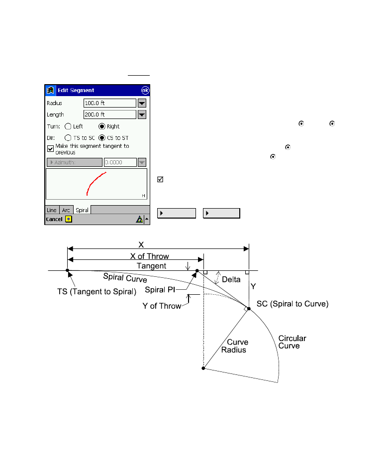 Edit segment – spiral card | Spectra Precision Survey Pro v4.6 Recon-Nomad Reference Manual User Manual | Page 83 / 481