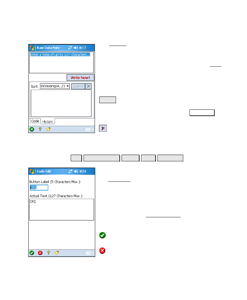 Code edit, History page | Spectra Precision Survey Pro v4.6 Recon-Nomad Reference Manual User Manual | Page 91 / 481