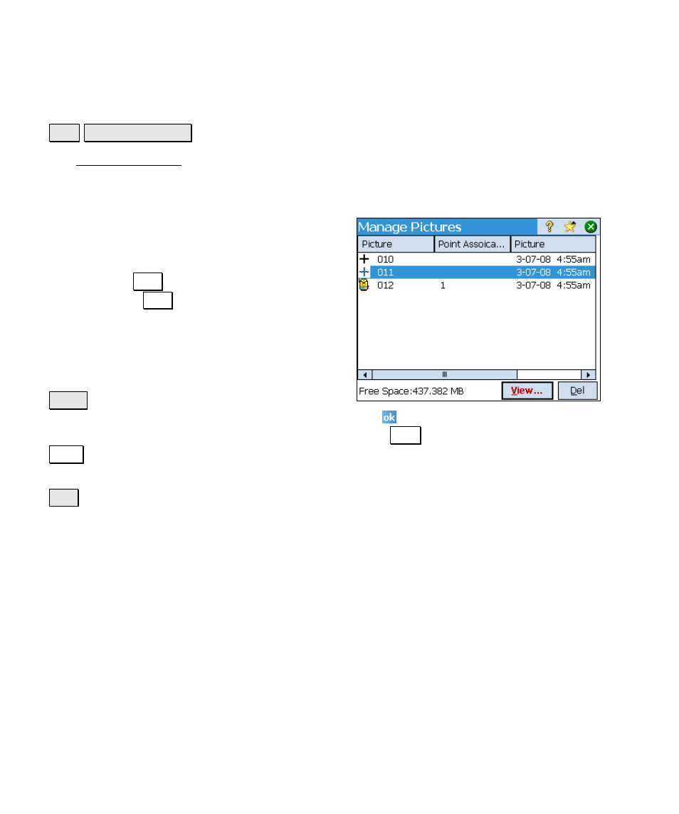 Manage pictures | Spectra Precision Survey Pro v4.6 Ranger Reference Manual User Manual | Page 104 / 480