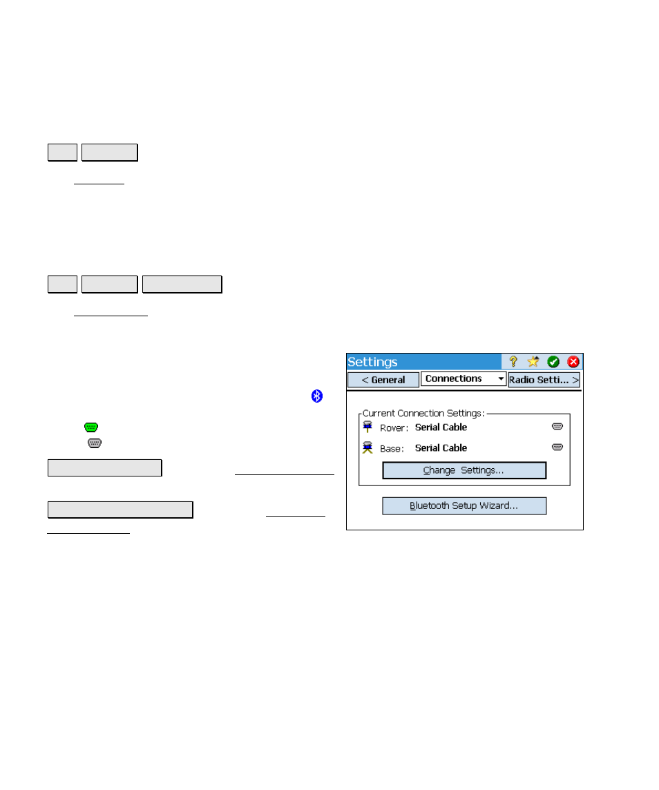 Settings, Connections | Spectra Precision Survey Pro v4.6 Ranger Reference Manual User Manual | Page 122 / 480