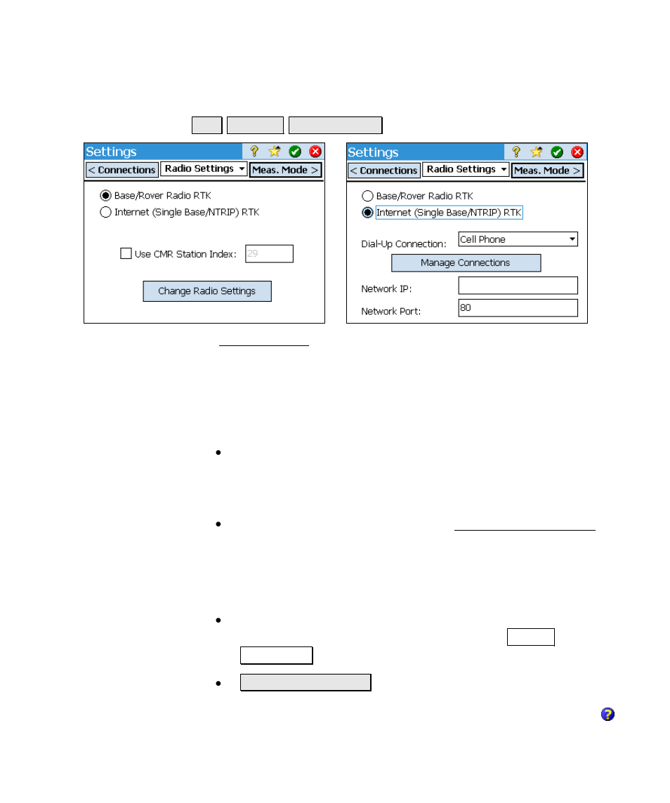 Radio settings | Spectra Precision Survey Pro v4.6 Ranger Reference Manual User Manual | Page 125 / 480