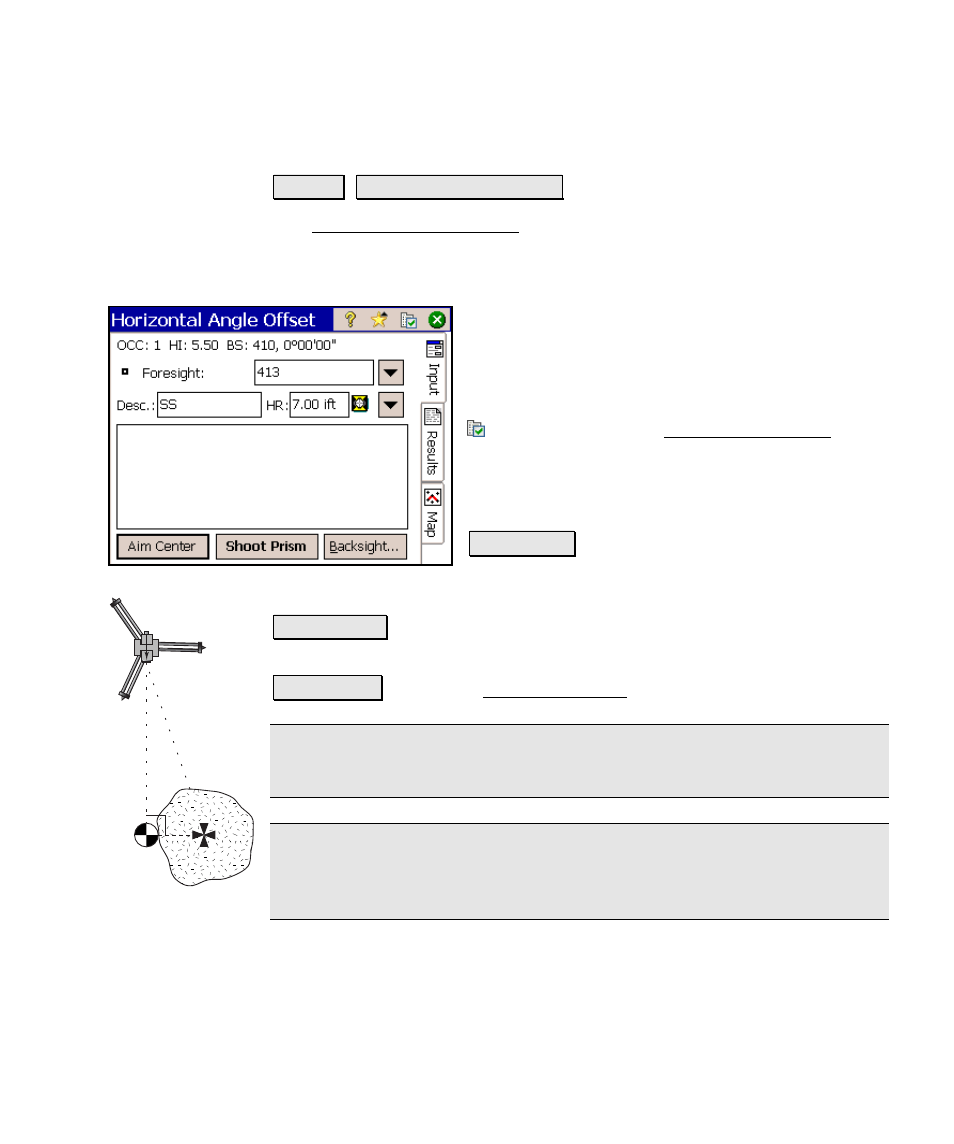 Horizontal angle offset | Spectra Precision Survey Pro v4.6 Ranger Reference Manual User Manual | Page 147 / 480