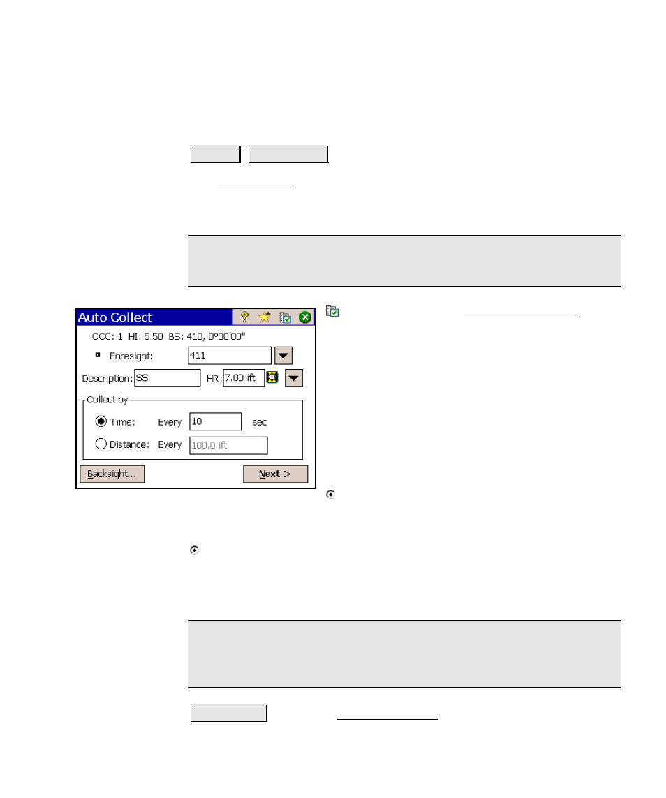 Auto collect | Spectra Precision Survey Pro v4.6 Ranger Reference Manual User Manual | Page 149 / 480