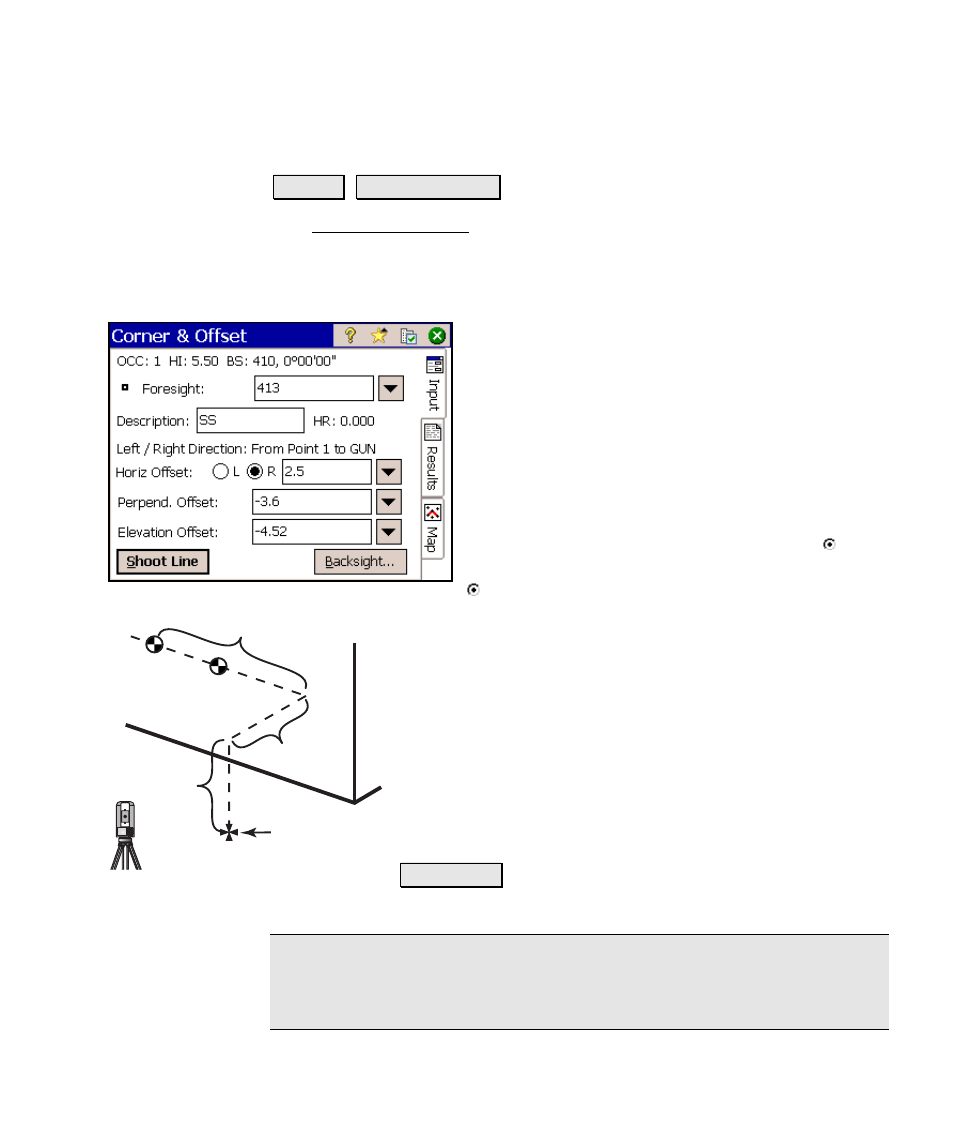 Corner & offset | Spectra Precision Survey Pro v4.6 Ranger Reference Manual User Manual | Page 153 / 480