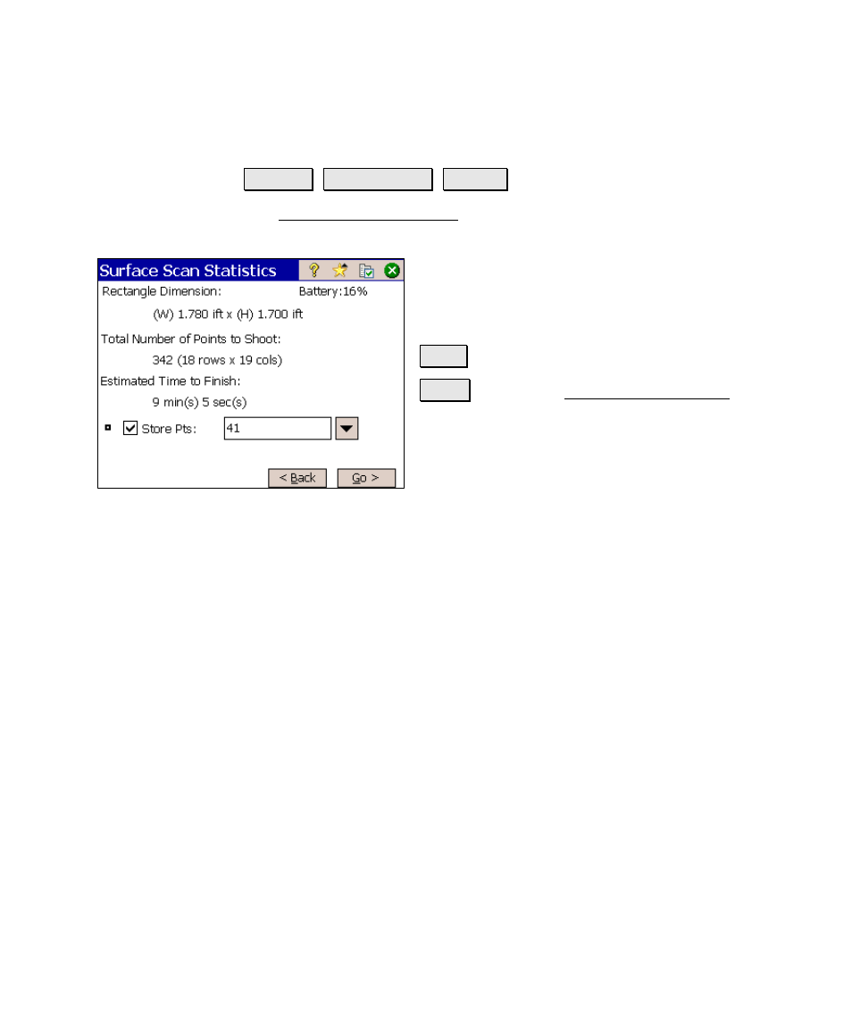 Surface scan statistics | Spectra Precision Survey Pro v4.6 Ranger Reference Manual User Manual | Page 157 / 480