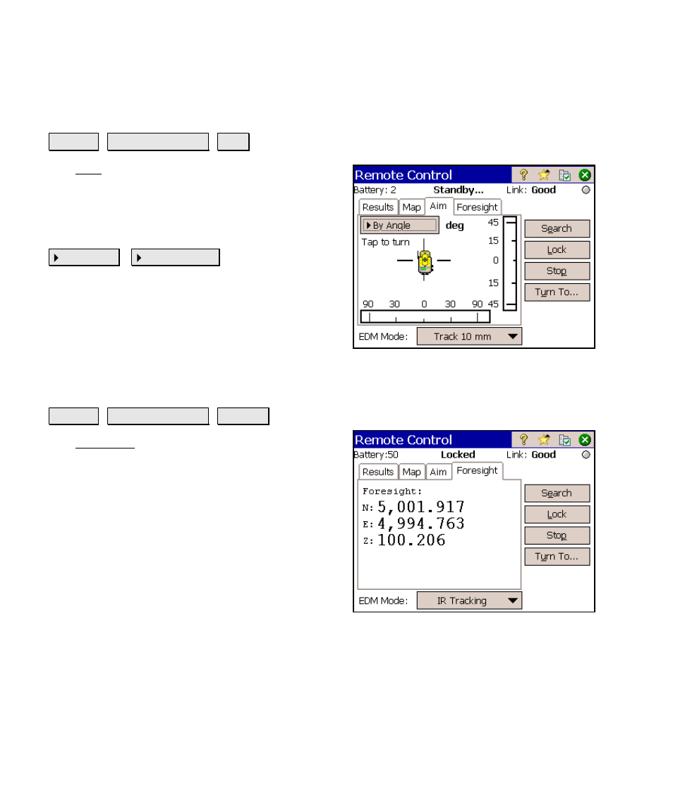 Aim card, Foresight card | Spectra Precision Survey Pro v4.6 Ranger Reference Manual User Manual | Page 180 / 480
