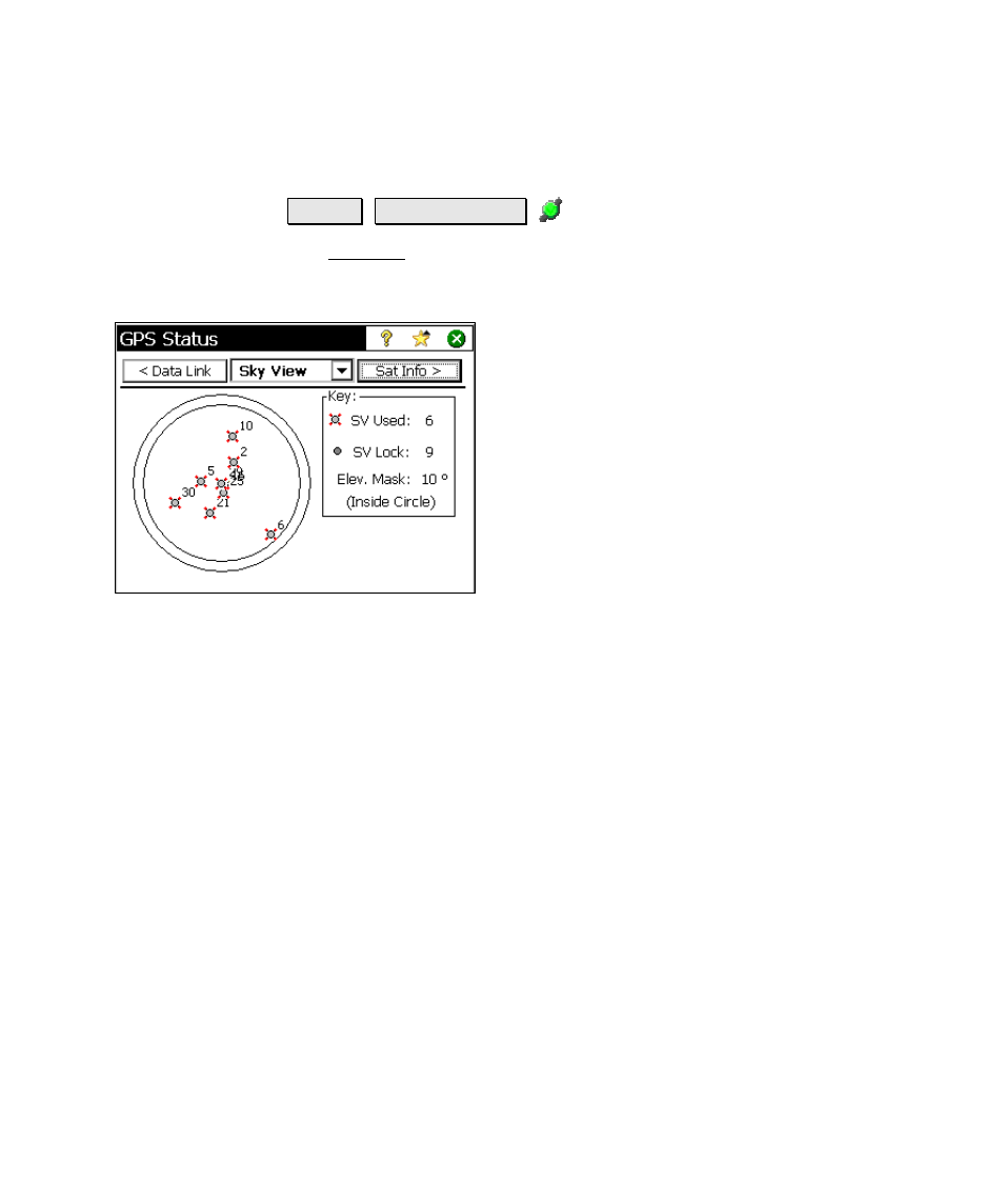 Sky plot (available only when using geolock), Sky plot | Spectra Precision Survey Pro v4.6 Ranger Reference Manual User Manual | Page 181 / 480