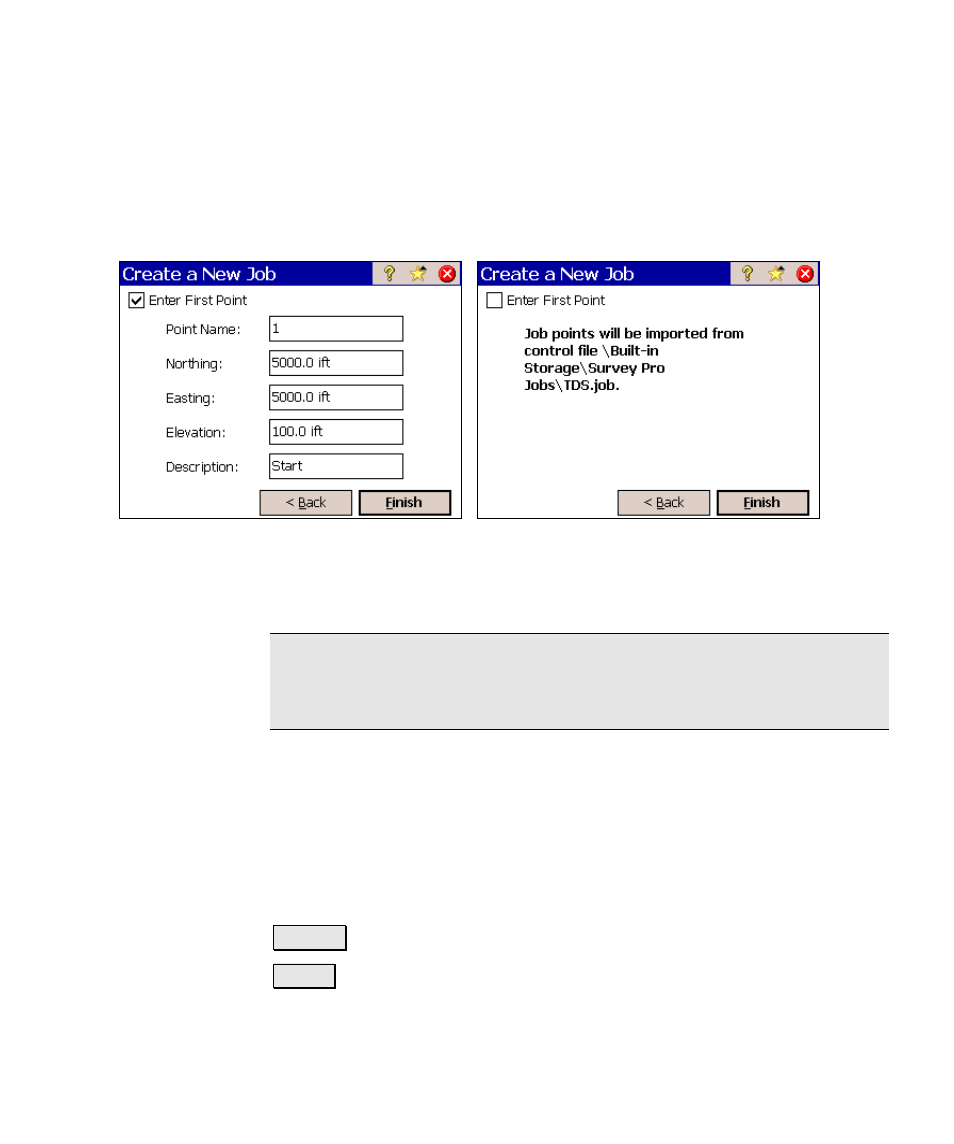 Create a new job 4 – (imported control file) | Spectra Precision Survey Pro v4.6 Ranger Reference Manual User Manual | Page 19 / 480