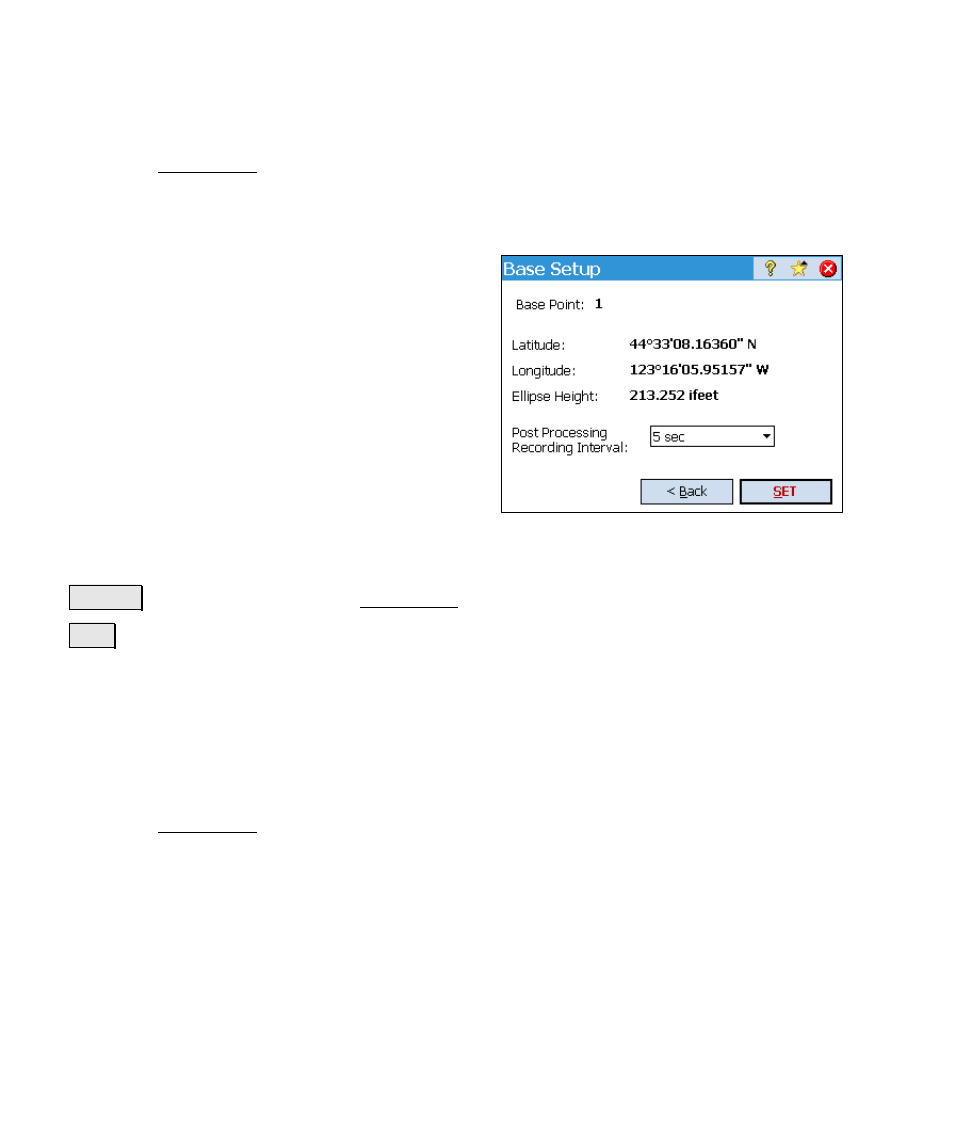 B ase setup two – set, Base setup two – get and set | Spectra Precision Survey Pro v4.6 Ranger Reference Manual User Manual | Page 198 / 480