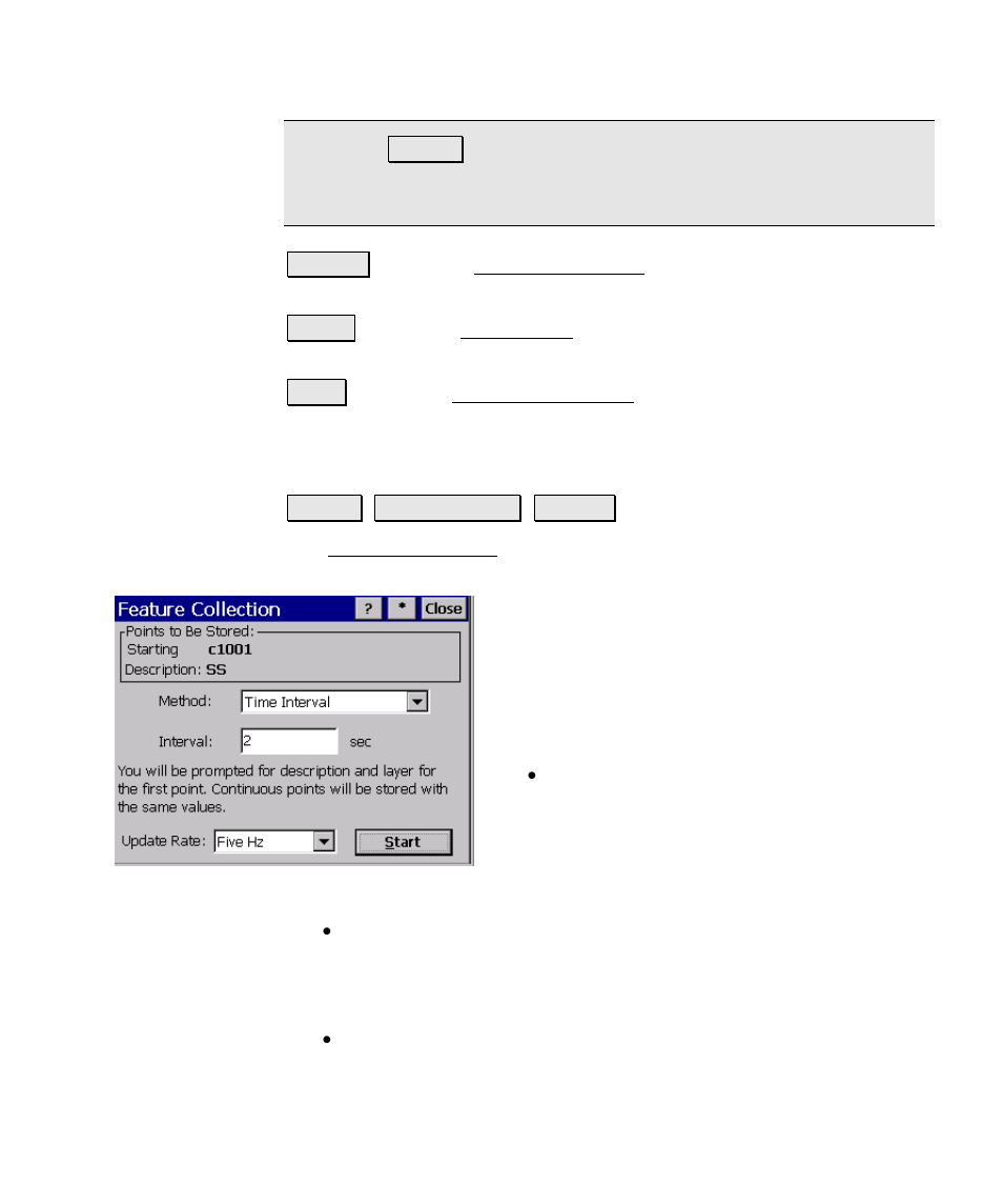 Feature collection screen | Spectra Precision Survey Pro v4.6 Ranger Reference Manual User Manual | Page 203 / 480