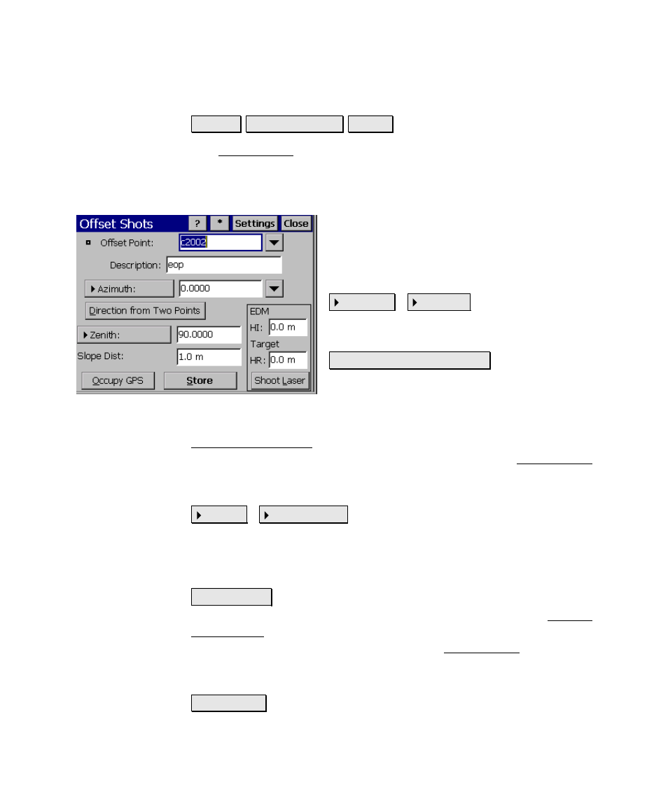 Offset shots | Spectra Precision Survey Pro v4.6 Ranger Reference Manual User Manual | Page 205 / 480