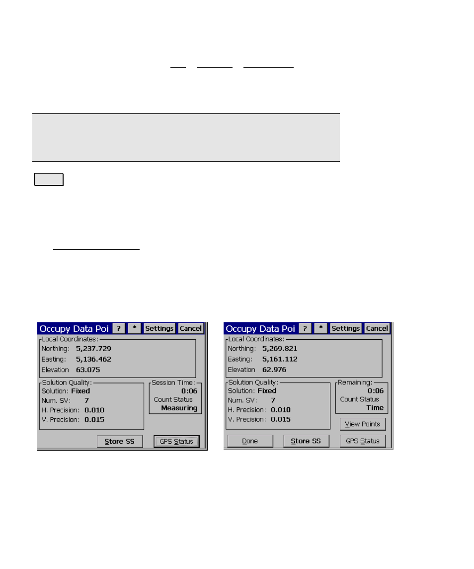 Occupy data points screen | Spectra Precision Survey Pro v4.6 Ranger Reference Manual User Manual | Page 206 / 480