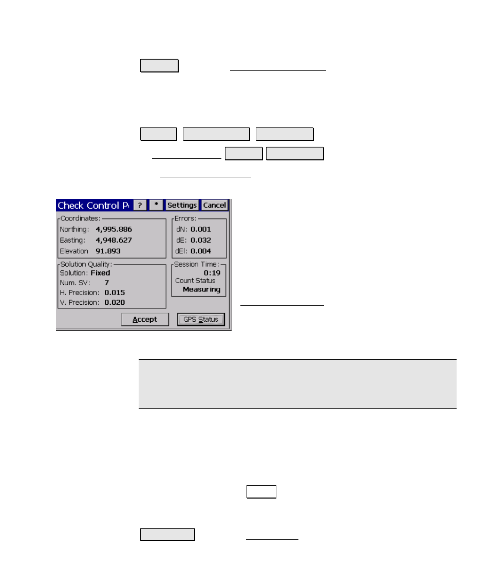 Check control point screen | Spectra Precision Survey Pro v4.6 Ranger Reference Manual User Manual | Page 209 / 480