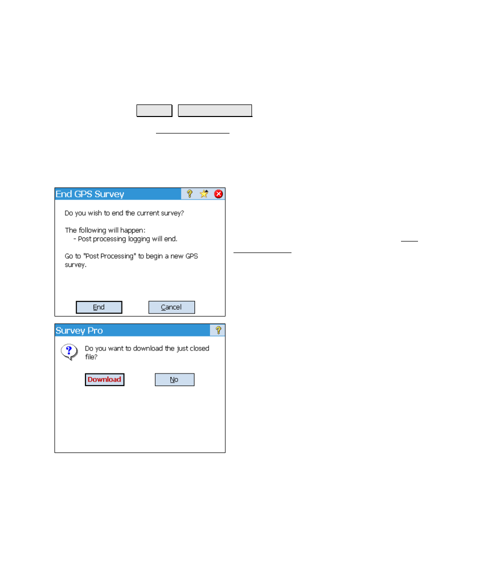 End gps survey | Spectra Precision Survey Pro v4.6 Ranger Reference Manual User Manual | Page 215 / 480