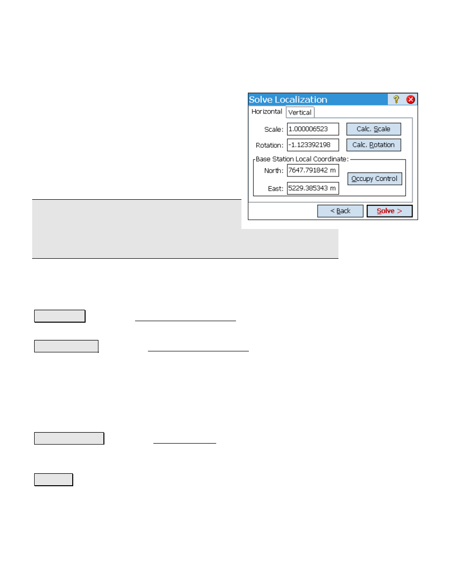 Localization calculator | Spectra Precision Survey Pro v4.6 Ranger Reference Manual User Manual | Page 226 / 480