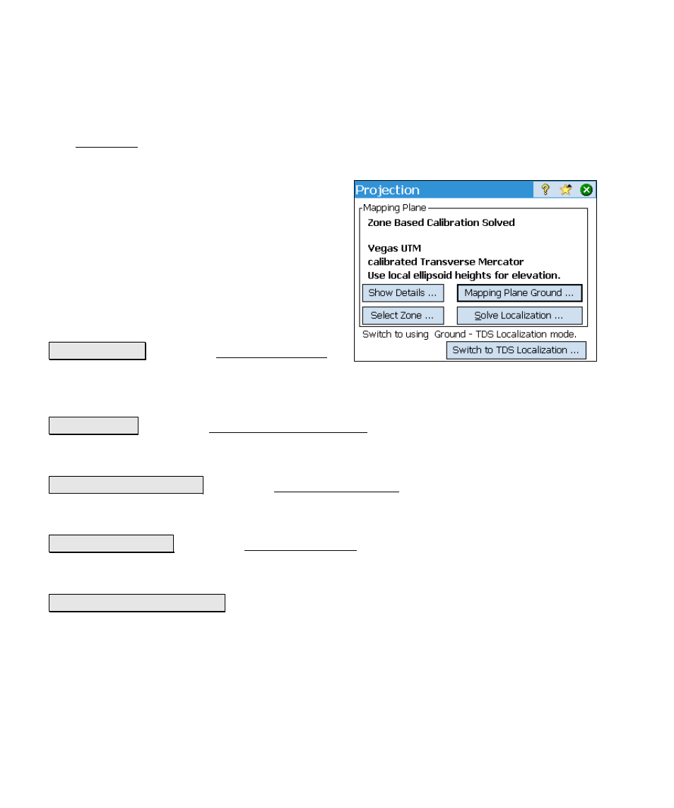 Projection – mapping plane mode | Spectra Precision Survey Pro v4.6 Ranger Reference Manual User Manual | Page 230 / 480