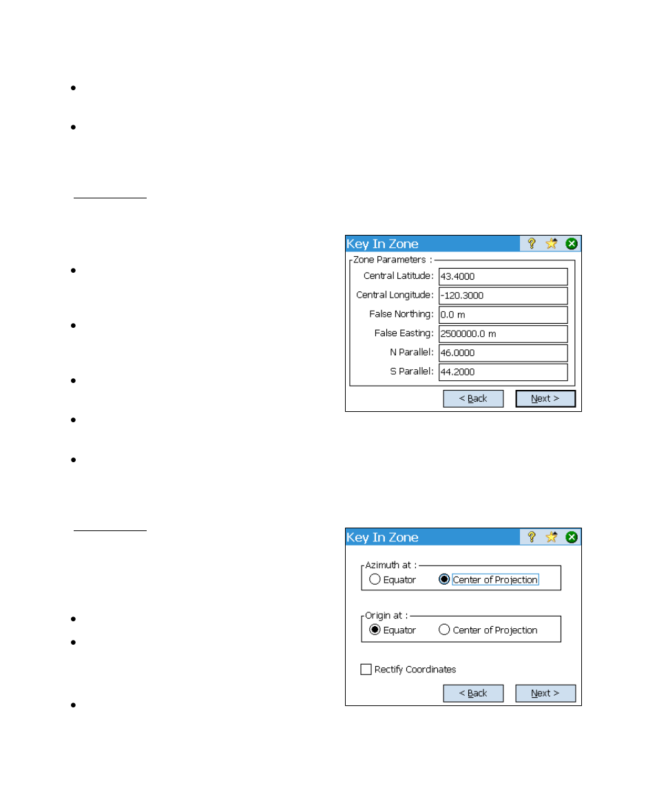 Key in zone - mapping plane parameters, Key in zone – oblique mercator settings | Spectra Precision Survey Pro v4.6 Ranger Reference Manual User Manual | Page 234 / 480