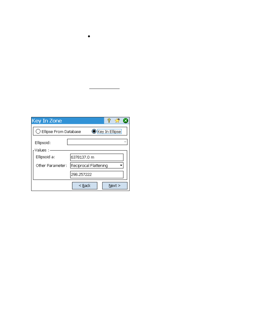 Key in zone - ellipse | Spectra Precision Survey Pro v4.6 Ranger Reference Manual User Manual | Page 235 / 480