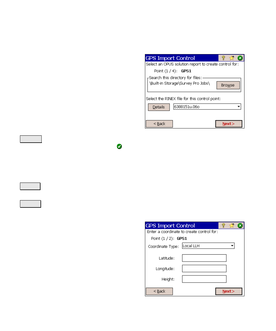 Enter control coordinate – opus or ngs data sheet, Enter control coordinate – key in | Spectra Precision Survey Pro v4.6 Ranger Reference Manual User Manual | Page 244 / 480