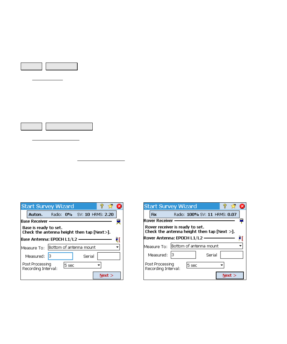Gps status, Start gps survey, Gps status start gps survey | Spectra Precision Survey Pro v4.6 Ranger Reference Manual User Manual | Page 258 / 480