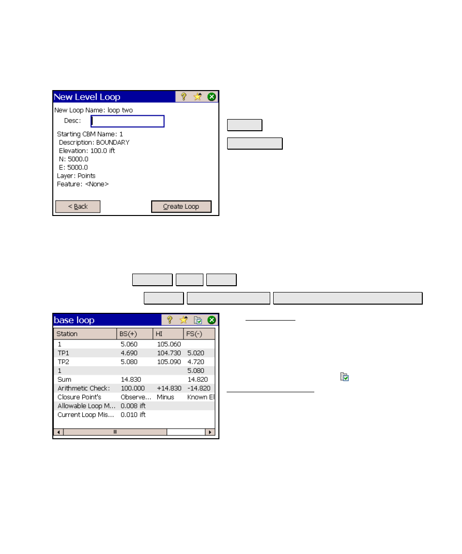 New level loop – screen two, Level notes | Spectra Precision Survey Pro v4.6 Ranger Reference Manual User Manual | Page 271 / 480