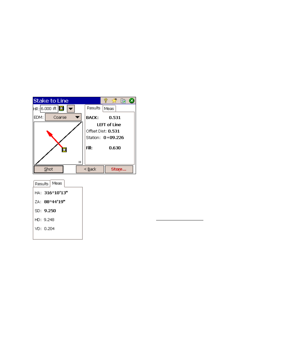 Stake to line – screen two | Spectra Precision Survey Pro v4.6 Ranger Reference Manual User Manual | Page 295 / 480