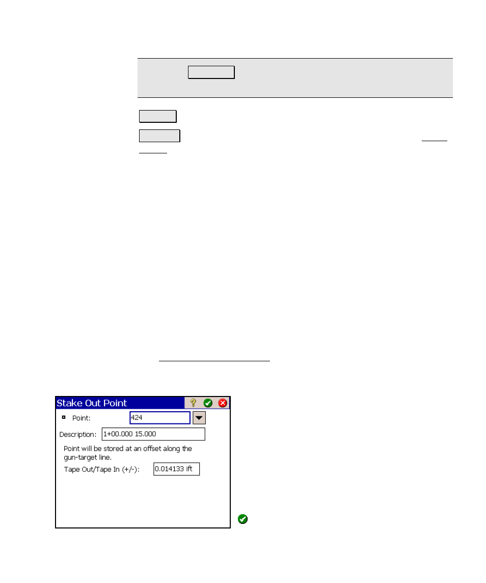 Screen summary, Stake out point (tape offset) | Spectra Precision Survey Pro v4.6 Ranger Reference Manual User Manual | Page 321 / 480
