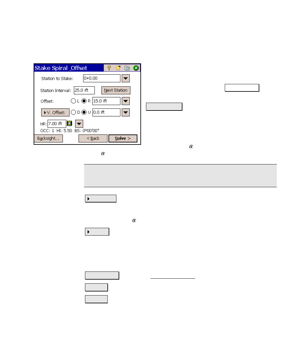 Stake spiral and offset – screen two | Spectra Precision Survey Pro v4.6 Ranger Reference Manual User Manual | Page 323 / 480