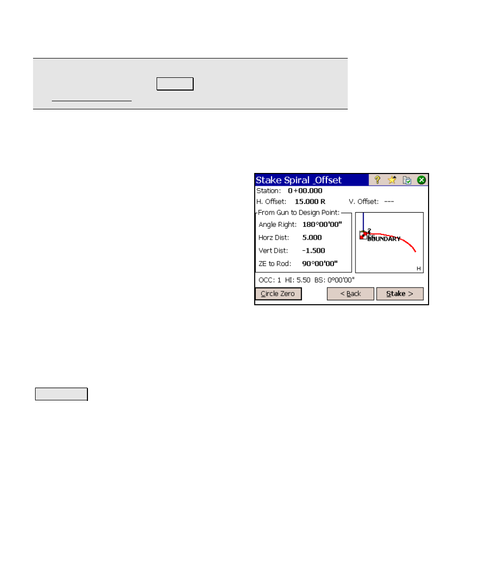 Stake spiral and offset – screen three | Spectra Precision Survey Pro v4.6 Ranger Reference Manual User Manual | Page 324 / 480