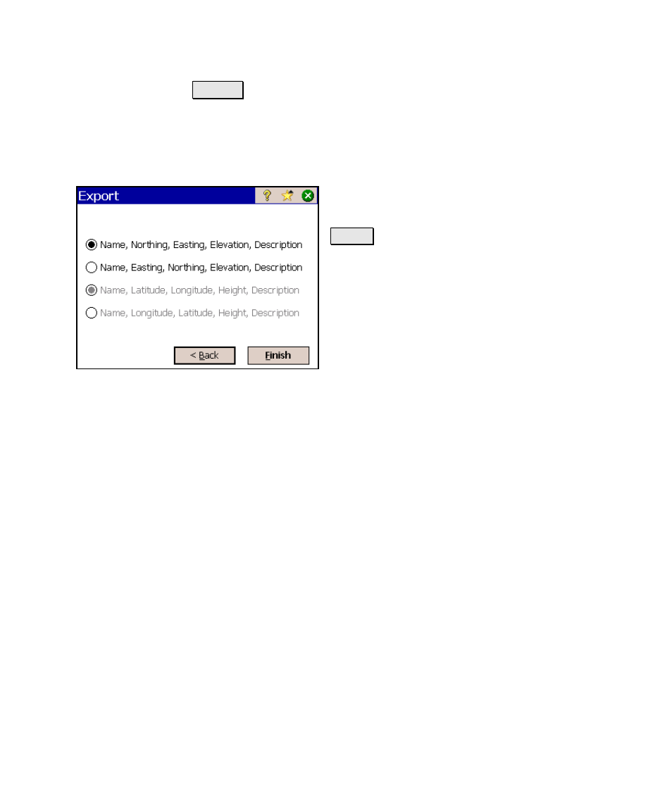 Export *.txt coordinates – screen two, Export *.csv coordinates | Spectra Precision Survey Pro v4.6 Ranger Reference Manual User Manual | Page 33 / 480
