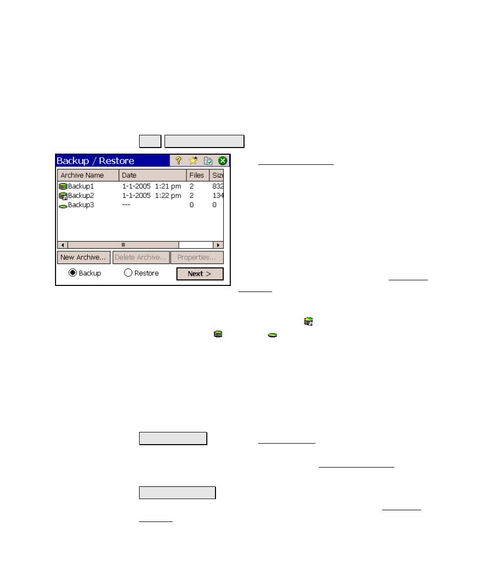 Backup / restore job | Spectra Precision Survey Pro v4.6 Ranger Reference Manual User Manual | Page 35 / 480