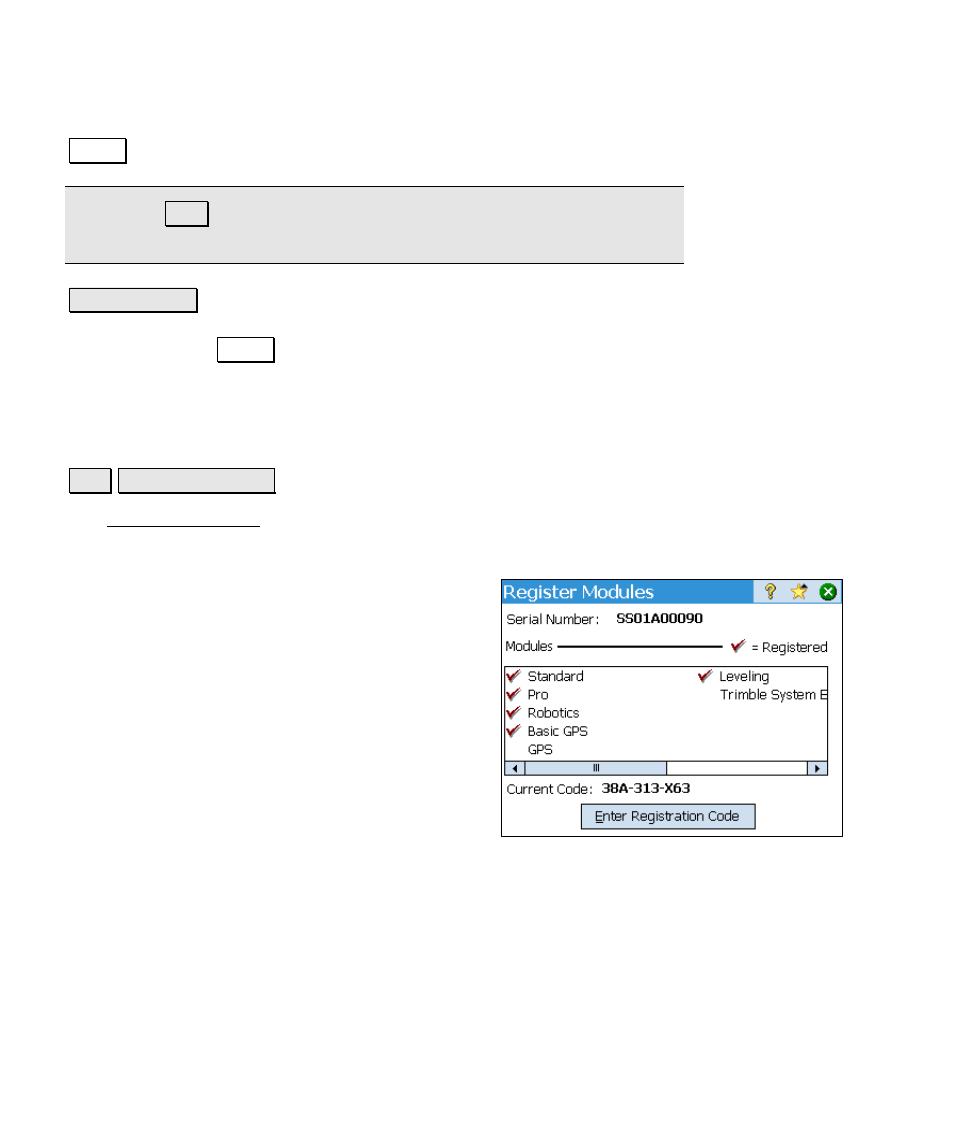 Register modules | Spectra Precision Survey Pro v4.6 Ranger Reference Manual User Manual | Page 40 / 480