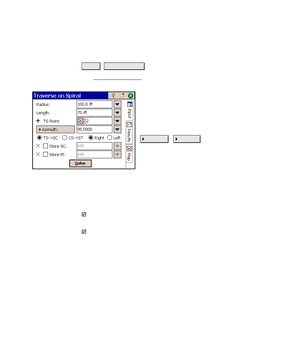 Traverse on spiral | Spectra Precision Survey Pro v4.6 Ranger Reference Manual User Manual | Page 411 / 480