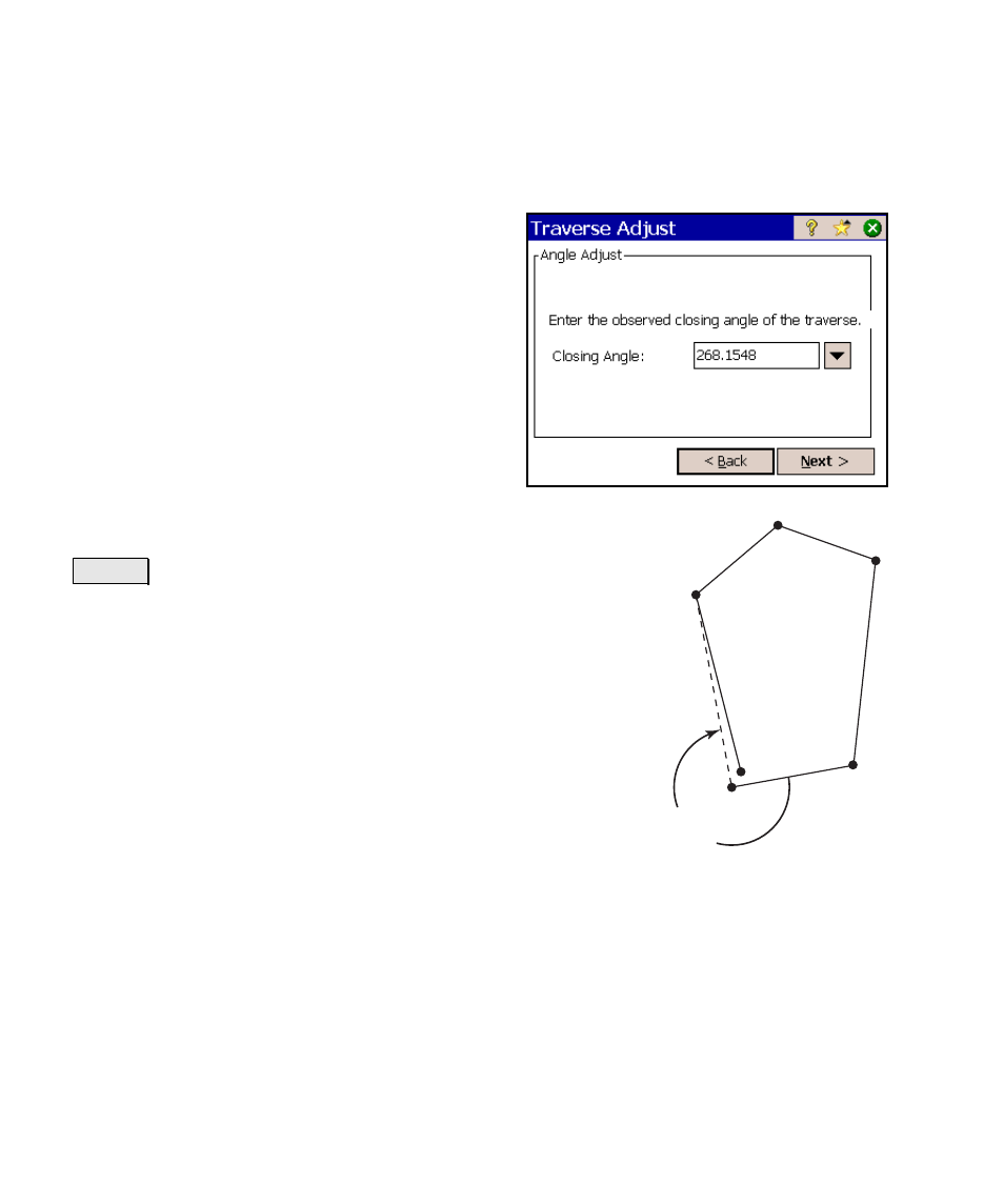 Traverse adjust – angle adjustment | Spectra Precision Survey Pro v4.6 Ranger Reference Manual User Manual | Page 450 / 480