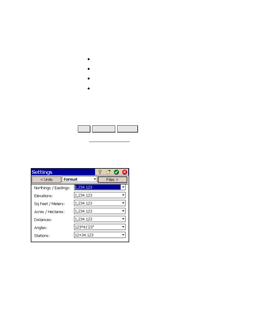 Format settings | Spectra Precision Survey Pro v4.6 Ranger Reference Manual User Manual | Page 51 / 480