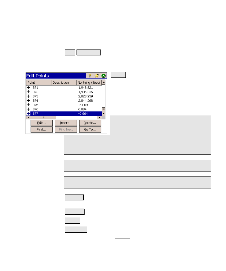 Edit points | Spectra Precision Survey Pro v4.6 Ranger Reference Manual User Manual | Page 69 / 480