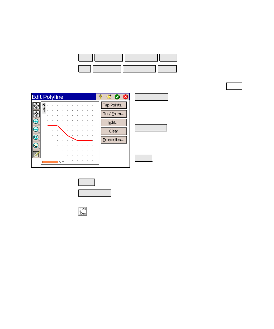 Edit polyline | Spectra Precision Survey Pro v4.6 Ranger Reference Manual User Manual | Page 95 / 480