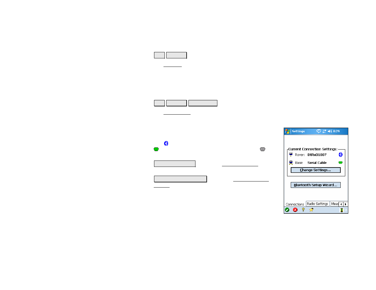Settings, Connections | Spectra Precision Survey Pro v4.5 Recon and Nomad Reference Manual User Manual | Page 114 / 469