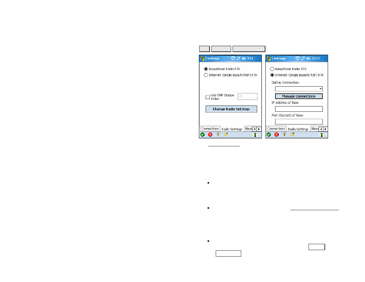 Radio settings | Spectra Precision Survey Pro v4.5 Recon and Nomad Reference Manual User Manual | Page 117 / 469