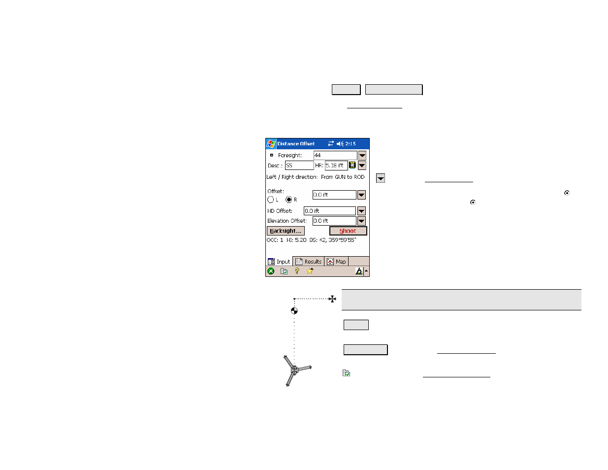 Distance offset | Spectra Precision Survey Pro v4.5 Recon and Nomad Reference Manual User Manual | Page 137 / 469