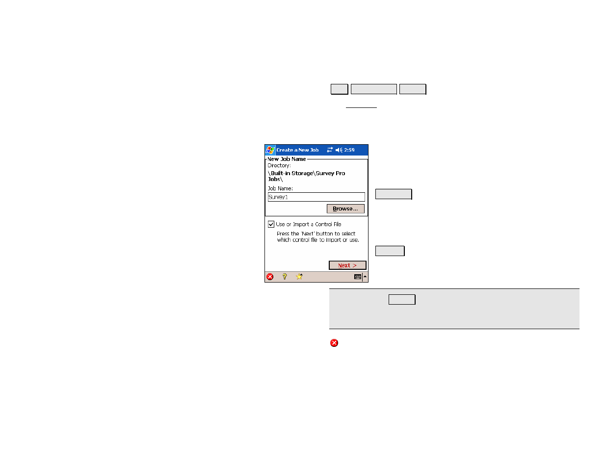 New job, Create a new job 1 | Spectra Precision Survey Pro v4.5 Recon and Nomad Reference Manual User Manual | Page 17 / 469