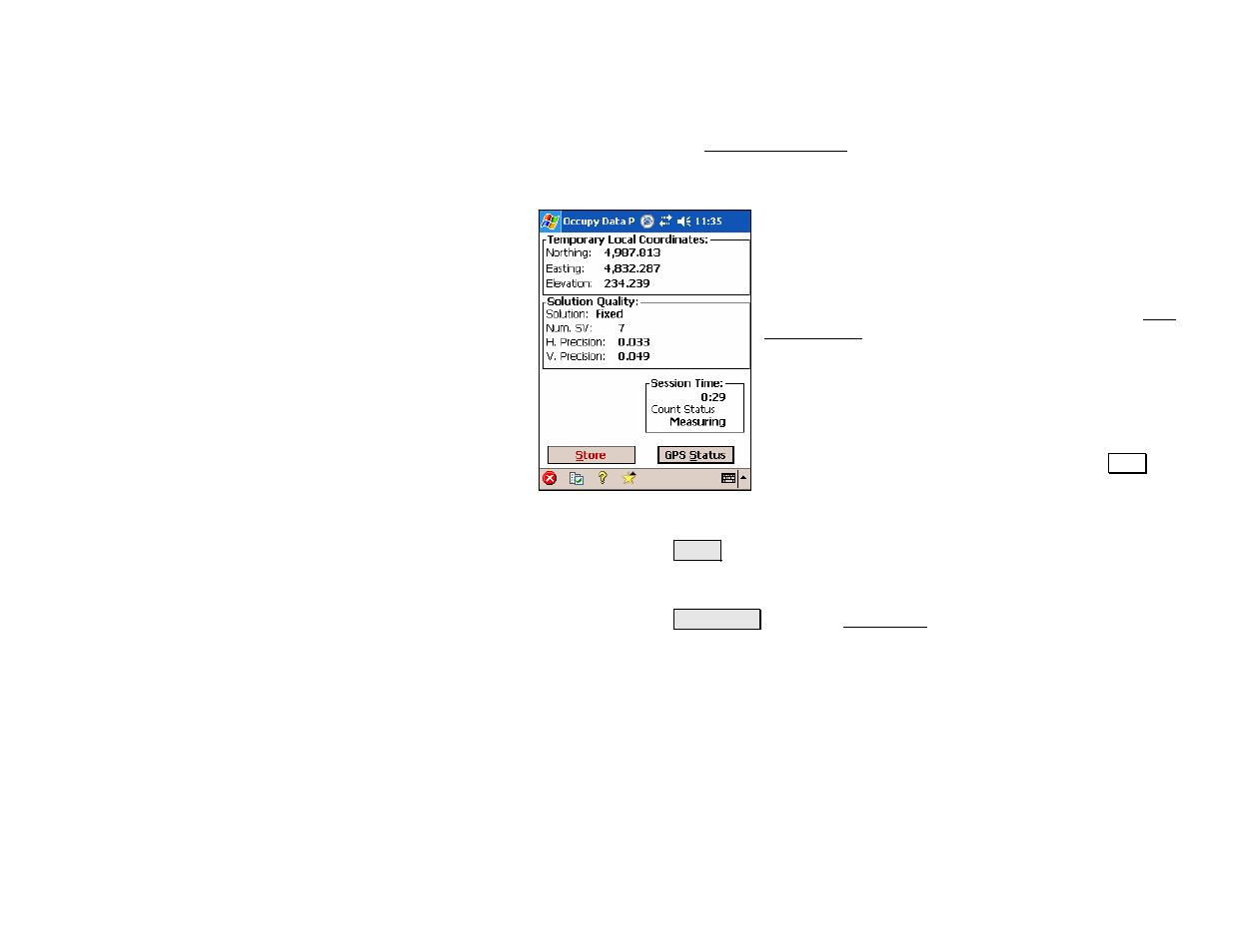 Occupy data points screen | Spectra Precision Survey Pro v4.5 Recon and Nomad Reference Manual User Manual | Page 199 / 469