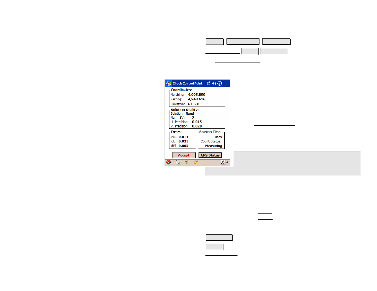 Check control point screen | Spectra Precision Survey Pro v4.5 Recon and Nomad Reference Manual User Manual | Page 201 / 469