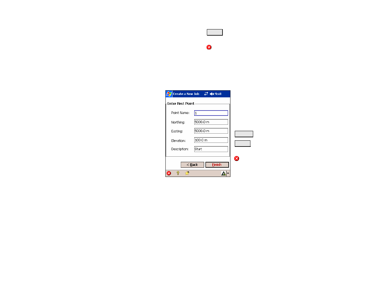Create a new job 5 – (external or no control file) | Spectra Precision Survey Pro v4.5 Recon and Nomad Reference Manual User Manual | Page 21 / 469