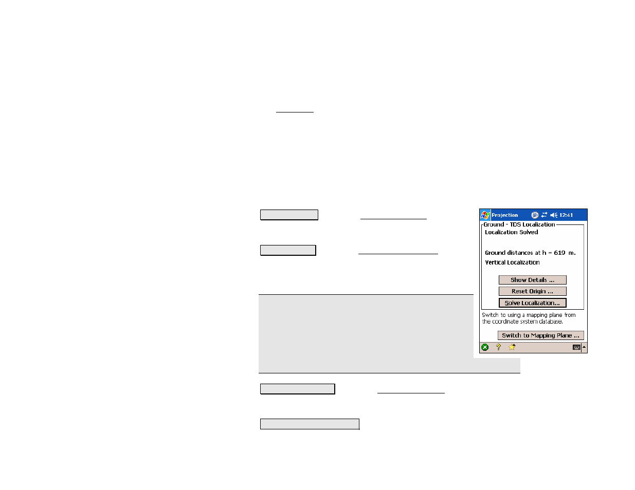 Projection – tds localization mode | Spectra Precision Survey Pro v4.5 Recon and Nomad Reference Manual User Manual | Page 210 / 469