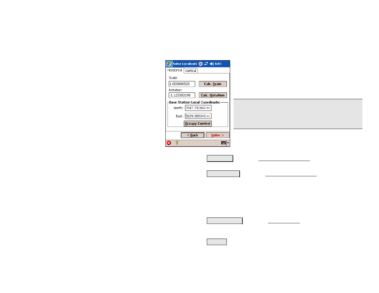 Localization calculator | Spectra Precision Survey Pro v4.5 Recon and Nomad Reference Manual User Manual | Page 217 / 469